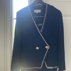 St. John Midnight Blazer with Metallic Trim